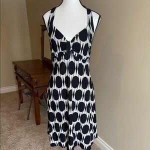 Stylish Black and White Halter Dress